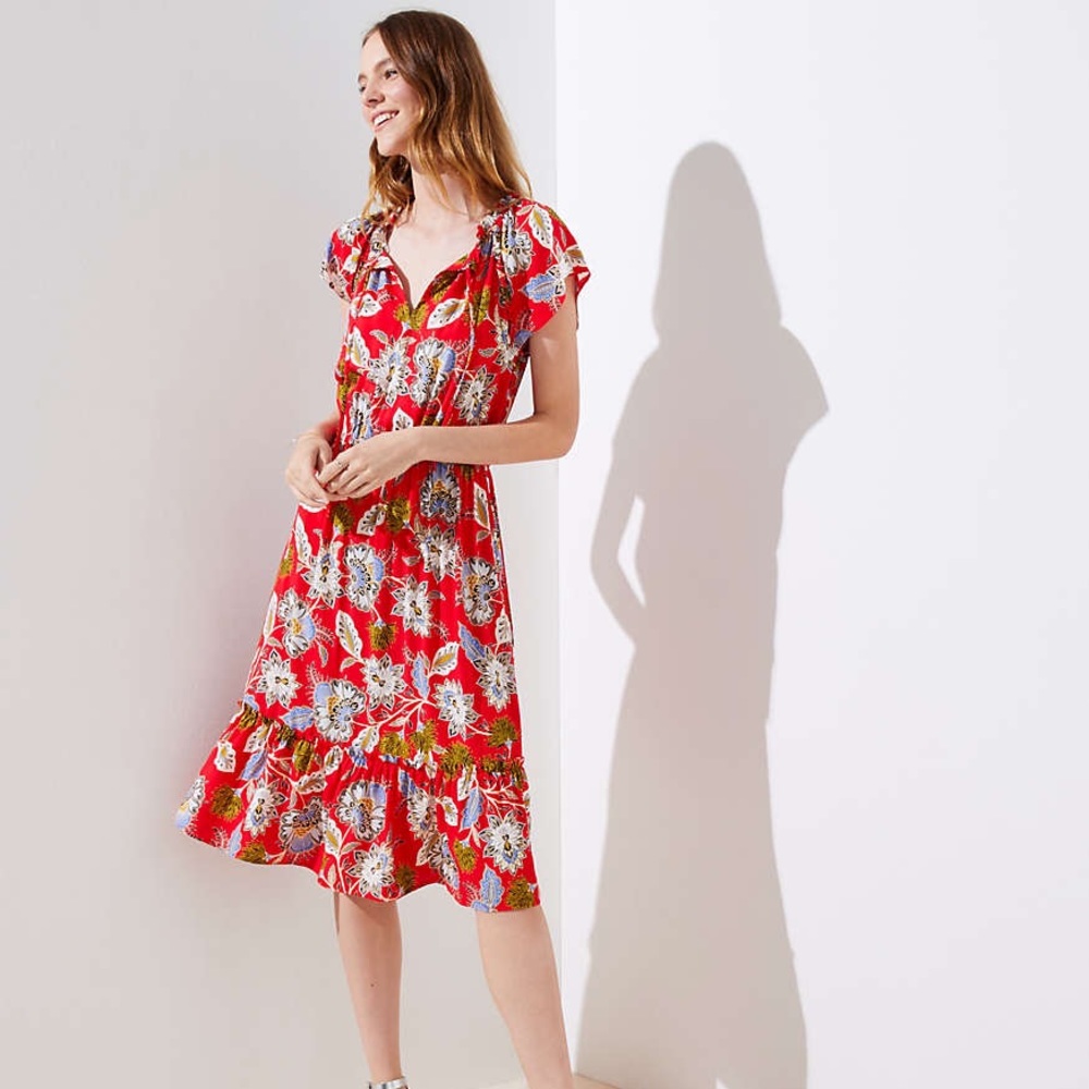 LOFT Summer Blossom Tie Neck